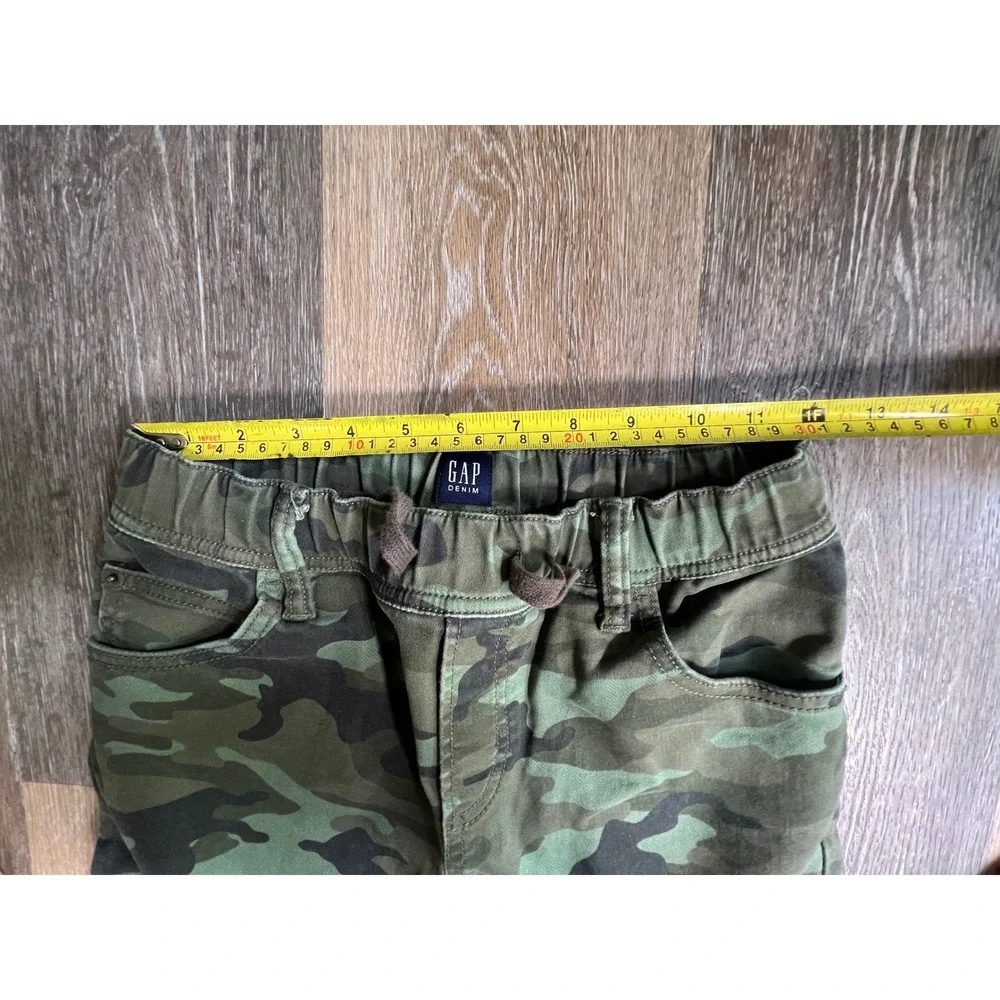 Gap Stretch Slim Pants Kids XXL Green Camo Drawstring Waist Utility